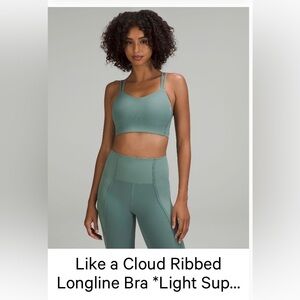 Like a cloud longline ribbed sports bra size 6 in tidewater teal